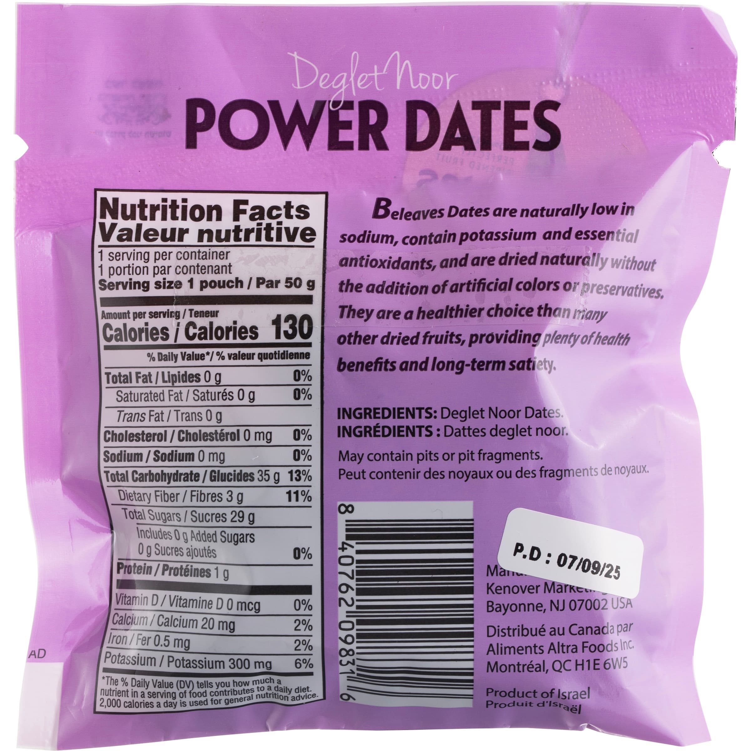 Power Pouch Deglet Noor Pitted with serving ideas and fresh ingredients